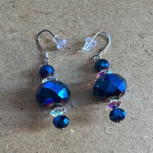 Sterling silver Blue Crystal Dangle Earrings